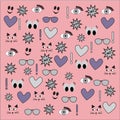 Different vector seamless patterns with swatch. Endless texture can be used for wallpaper, fills, web page background, surface t