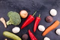 Different vegetables on dark background Royalty Free Stock Photo