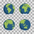 Different views of simple vector Earth globe web icons on transparent background Royalty Free Stock Photo