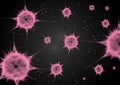 Different viruses or bacteria fly around