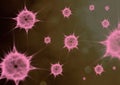 Different viruses or bacteria fly around