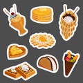 Different wafer cookies waffle cakes pastry cookie biscuit delicious snack cream dessert crispy bakery food vector Royalty Free Stock Photo