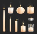 Different wax candles types and shapes Royalty Free Stock Photo