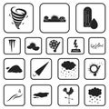 Different weather black icons in set collection for design.Signs and characteristics of the weather vector symbol stock Royalty Free Stock Photo