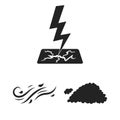 Different weather black icons in set collection for design.Signs and characteristics of the weather vector symbol stock Royalty Free Stock Photo