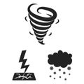 Different weather black icons in set collection for design.Signs and characteristics of the weather vector symbol stock Royalty Free Stock Photo