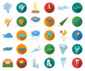 Different weather cartoon,flat icons in set collection for design.Signs and characteristics of the weather vector symbol Royalty Free Stock Photo