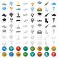 Different weather cartoon icons in set collection for design.Signs and characteristics of the weather vector symbol Royalty Free Stock Photo