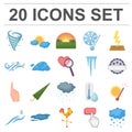 Different weather cartoon icons in set collection for design.Signs and characteristics of the weather vector symbol Royalty Free Stock Photo