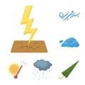 Different weather cartoon icons in set collection for design.Signs and characteristics of the weather vector symbol Royalty Free Stock Photo