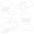 Different weather icons. Overcast sky, rainy day. Icon set cloud weather. Clear sky. Vector illustration. stock image. Royalty Free Stock Photo