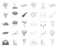 Different weather mono,outline icons in set collection for design.Signs and characteristics of the weather vector symbol Royalty Free Stock Photo