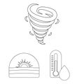 Different weather outline icons in set collection for design.Signs and characteristics of the weather vector symbol Royalty Free Stock Photo