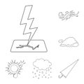 Different weather outline icons in set collection for design.Signs and characteristics of the weather vector symbol Royalty Free Stock Photo