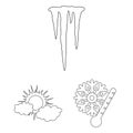 Different weather outline icons in set collection for design.Signs and characteristics of the weather vector symbol Royalty Free Stock Photo