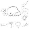 Different weather outline icons in set collection for design.Signs and characteristics of the weather vector symbol Royalty Free Stock Photo