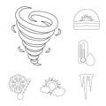 Different weather outline icons in set collection for design.Signs and characteristics of the weather vector symbol Royalty Free Stock Photo