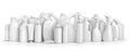 Different white detergents bottles on a white background.