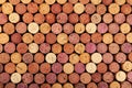 Different Wine bottle corks, top view. Many cork stoppers of white and red wine. Design element, template wine background or Royalty Free Stock Photo