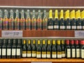 Different wine products displayed at factory outlet store of SULA wine yard at Nashik, Maharashtra, India