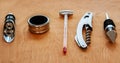 Different wine tools on the table Royalty Free Stock Photo