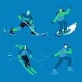 Different winter sport people set isolated persons Royalty Free Stock Photo