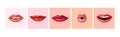 Different Woman Lips Icon of Pink and Red Color Vector Set