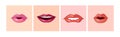 Different Woman Lips Icon of Pink and Red Color Vector Set