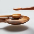 Different wood spoon in air