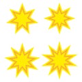 Different yellow boom icon. Comic sign. Communication concept. Comics art design. Vector illustration. Stock image.