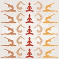 Different yoga poses. Background with female silhouettes Royalty Free Stock Photo