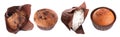 Different yummy muffins isolated on white, set Royalty Free Stock Photo