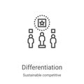 differentiation icon vector from sustainable competitive advantage collection. Thin line differentiation outline icon vector Royalty Free Stock Photo