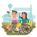 Wheelchair travel couple