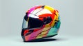 Differently shaped colorful geometric helmet drivers poster format