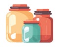 differents color glass jars icons