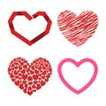 Differents style red heart vector icon isolated love valentine day symbol and romantic design wedding beautiful Royalty Free Stock Photo