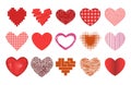 Differents style red heart vector icon isolated love valentine day symbol and romantic design wedding beautiful Royalty Free Stock Photo