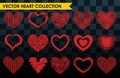 Differents style red heart vector icon love valentine day symbol and romantic design wedding beautiful Royalty Free Stock Photo