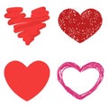 Differents style red heart vector icon love valentine day symbol and romantic design wedding beautiful