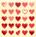 Differents vector red heart icons isolated love Valentine Day symbols and romantic hearts design wedding beautiful Royalty Free Stock Photo