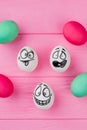 Differnt Easter eggs, top view. Royalty Free Stock Photo
