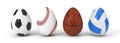 Diffferent sport balls as easter egg. easter concept with sport theme. 3d illustration. Royalty Free Stock Photo