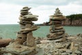 2 diffferent stacks of rocks