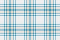 Difficult check background textile, gentle plaid vector pattern. Royalty fabric seamless tartan texture in white and cyan colors
