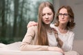 Difficult connection between mother and daughter Royalty Free Stock Photo