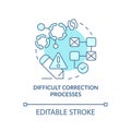Difficult correction processes turquoise concept icon Royalty Free Stock Photo