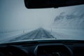 Difficult driving conditions in winter season in Iceland. Royalty Free Stock Photo