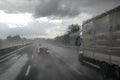 Bad weather on the highway Royalty Free Stock Photo