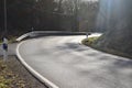 country road curve with low sun Royalty Free Stock Photo